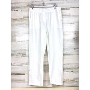 Pure Jill Womens M White 100% Linen Lightweight Summer Casual Ankle Pants